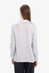 Regular Fit Shirt Collar Satin Long Sleeve Shirt