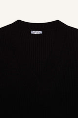 Oversize Wide Pattern V Neck Knitwear Sweater