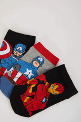 Boys Marvel Avengers 3-Pack Cotton Ankle Socks