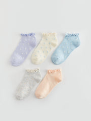 Patterned Girls Booties Socks 5-Pack