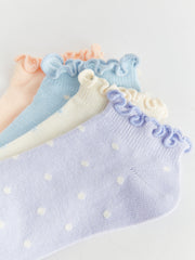 Patterned Girls Booties Socks 5-Pack