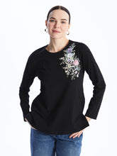 Crew Neck Printed Long Sleeve Women T-Shirt