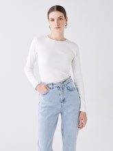 Crew Neck Plain Long Sleeve Women T-Shirt