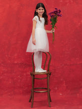 Crew Neck Short Sleeve Girls Tulle Dress