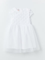 Crew Neck Short Sleeve Girls Tulle Dress