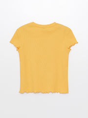 Crew Neck Embroidered Short Sleeve Girls T-Shirt