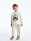 Elastic Waist Nostalgic Monkey Printed Baby Boy Jogger Sweatpants