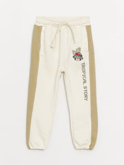 Elastic Waist Nostalgic Monkey Printed Baby Boy Jogger Sweatpants