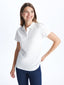 Polo Neck Plain Short Sleeve Women T-Shirt