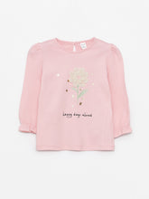 Crew Neck Long Sleeve Printed Baby Girls T-Shirt