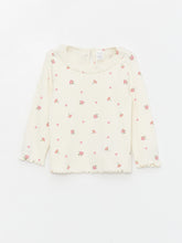 Crew Neck Floral Patterned Long Sleeve Baby Girls T-Shirt