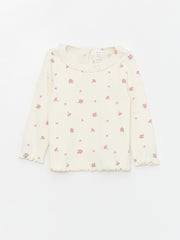 Crew Neck Floral Patterned Long Sleeve Baby Girls T-Shirt