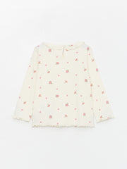 Crew Neck Floral Patterned Long Sleeve Baby Girls T-Shirt