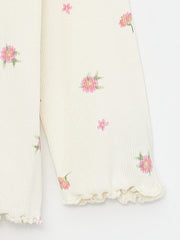 Crew Neck Floral Patterned Long Sleeve Baby Girls T-Shirt