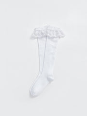 Lace Detailed Girls Knee High Socks