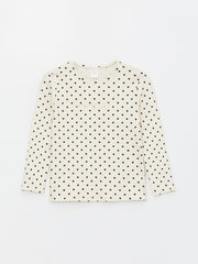 Crew Neck Long Sleeve Polka Dot Baby Girls T-Shirt