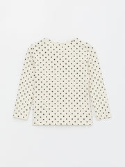 Crew Neck Long Sleeve Polka Dot Baby Girls T-Shirt