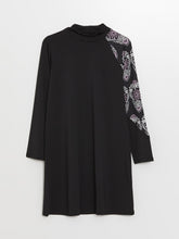 High Collar Patterned Long Sleeve Women Hijab Swimsuit