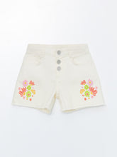 Floral Printed Gabardine Girls Shorts