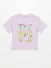 Crew Neck Printed Short Sleeve Girls T-Shirt
