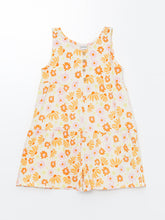 Crew Neck Floral Girls Jumpsuit