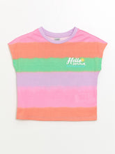 Crew Neck Color Blocked Short Sleeve Girls T-Shirt