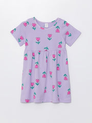 Crew Neck Short Sleeve Baby Girls Dress