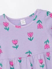 Crew Neck Short Sleeve Baby Girls Dress