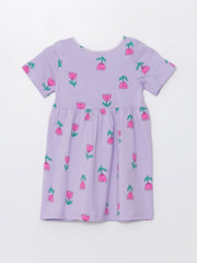 Crew Neck Short Sleeve Baby Girls Dress