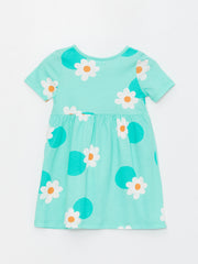Crew Neck Short Sleeve Baby Girls Dress