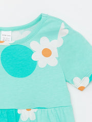 Crew Neck Short Sleeve Baby Girls Dress