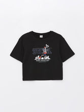 Crew Neck Printed Short Sleeve Girls Crop T-Shirt
