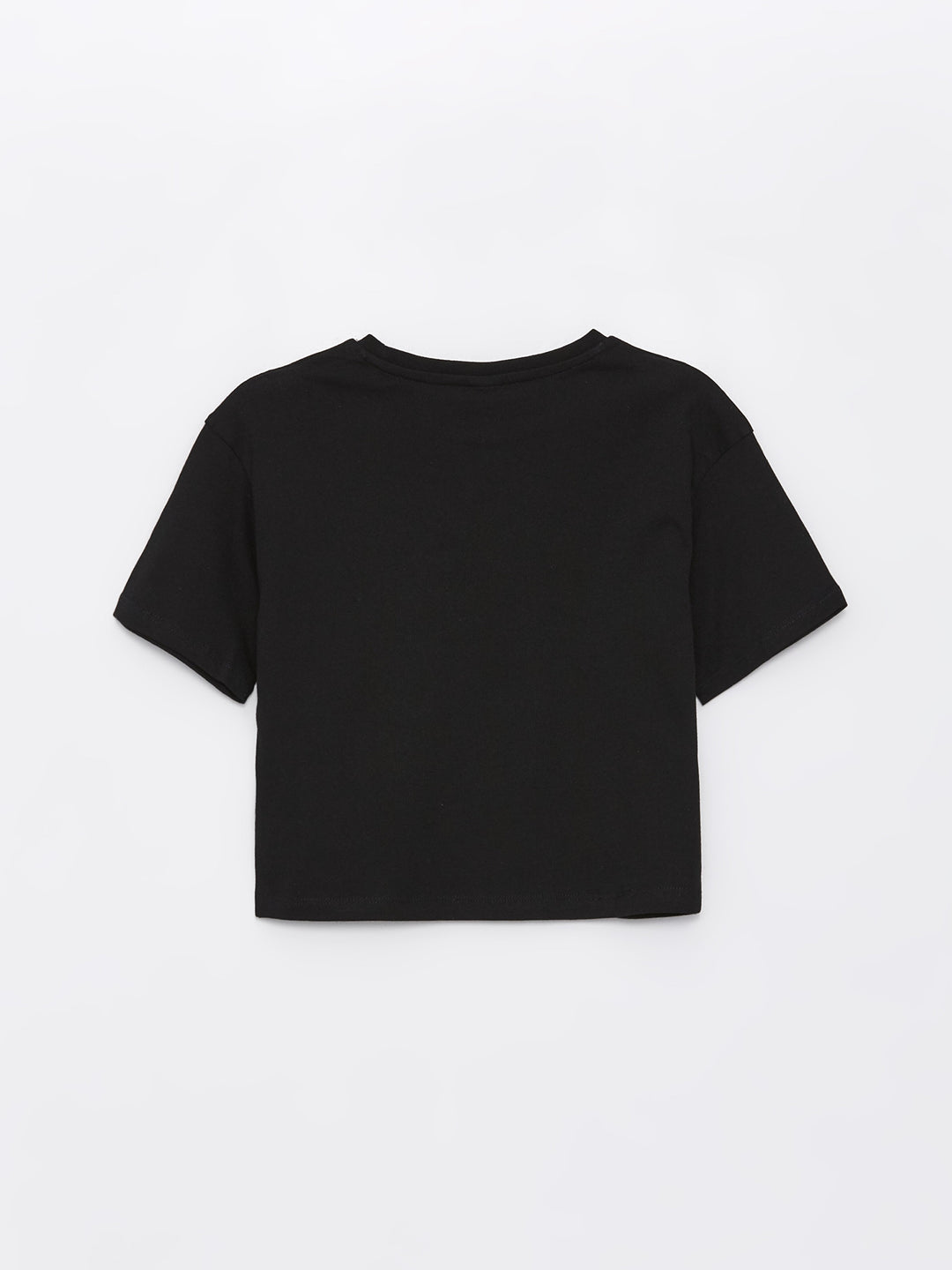Crew Neck Printed Short Sleeve Girls Crop T-Shirt