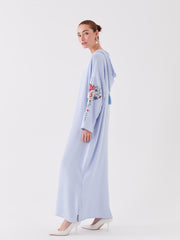 Hooded Embroidered Long Sleeve Oversize Women Dress