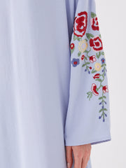 Hooded Embroidered Long Sleeve Oversize Women Dress