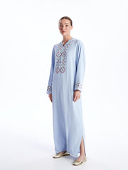 Hooded Embroidered Long Sleeve Women Dress