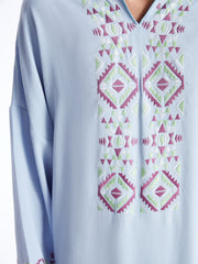 Hooded Embroidered Long Sleeve Women Dress