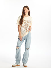 Straight Fit Ripped Detail Women's Jeans