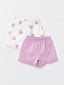 Printed Baby Girl Shorts with Elastic Waist, 2 Pack