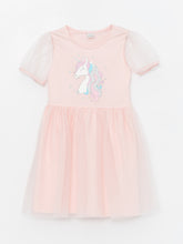 Crew Neck Short Sleeve Girls Dress