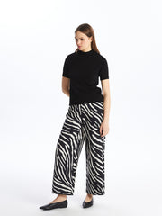 Elastic Waist Comfortable Patterned Women Trousers