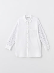 LCW Vision
Ecru Crochet Detail Oversize Linen Blend Women's Shirt