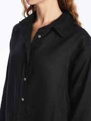 LCW Vision
New Black Plain Long Sleeve Oversize Linen Women's Shirt