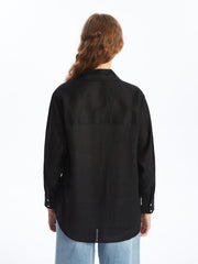 LCW Vision
New Black Plain Long Sleeve Oversize Linen Women's Shirt