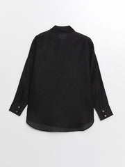 LCW Vision
New Black Plain Long Sleeve Oversize Linen Women's Shirt