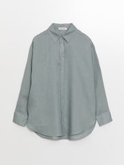 LCW Vision
New Black Plain Long Sleeve Oversize Linen Women's Shirt