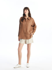 LCW Vision
New Black Plain Long Sleeve Oversize Linen Women's Shirt