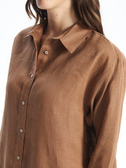 LCW Vision
New Black Plain Long Sleeve Oversize Linen Women's Shirt