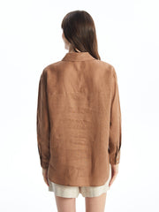 LCW Vision
New Black Plain Long Sleeve Oversize Linen Women's Shirt