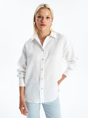 LCW Vision
New Black Plain Long Sleeve Oversize Linen Women's Shirt